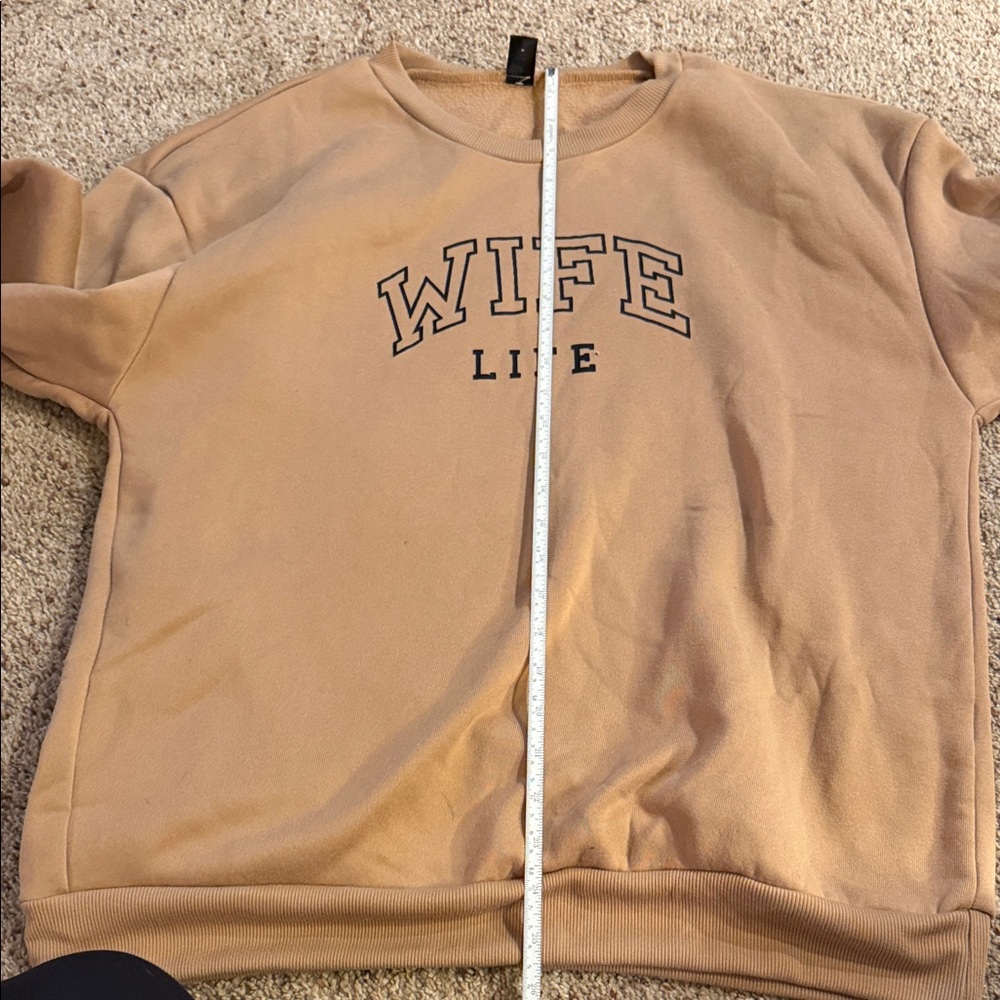 SHEIN Tan 'Wife Life' Crew Neck Sweater - Picture 8 of 10